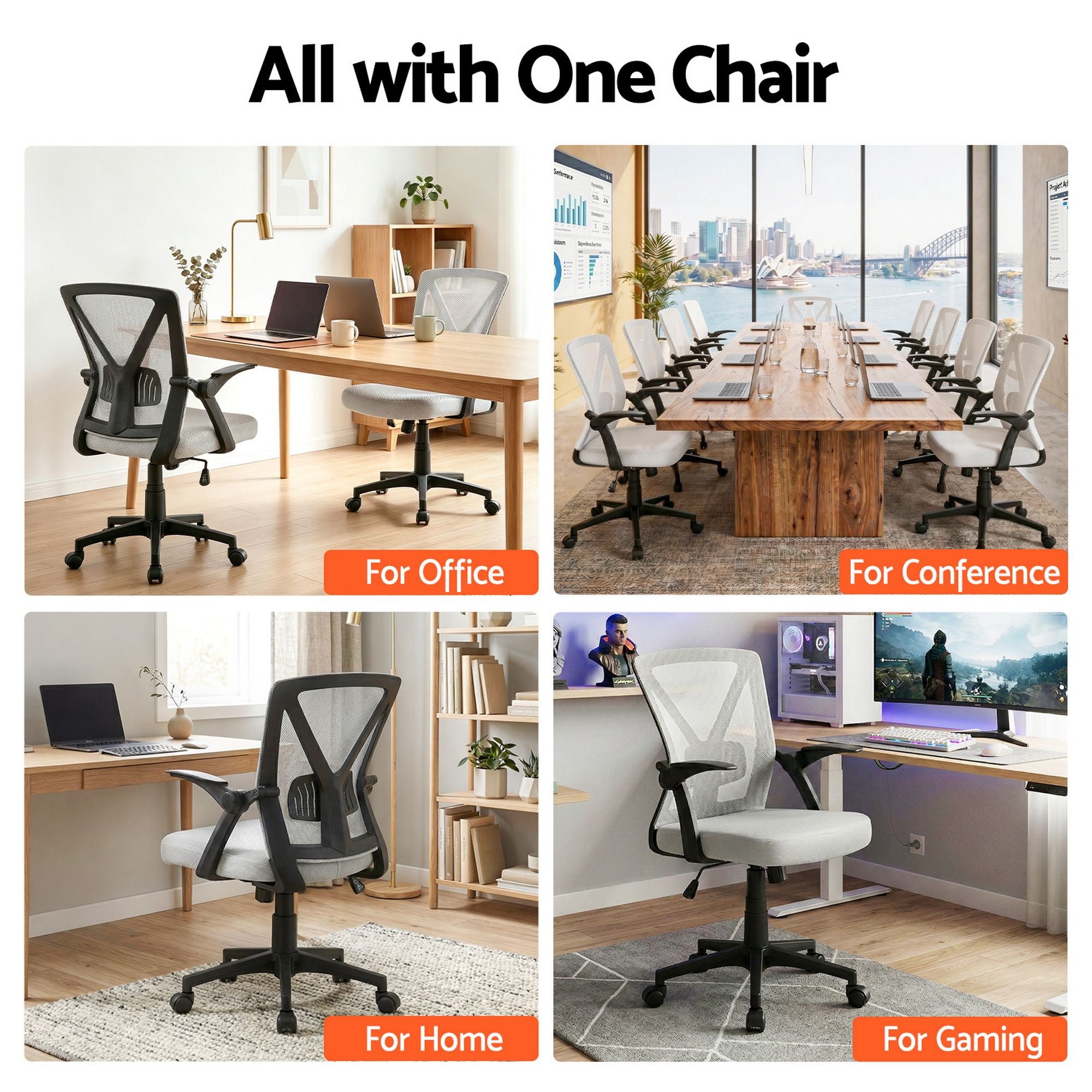 Office & Desk Chairs: Artiss Mesh Office Chair Mid Back Grey