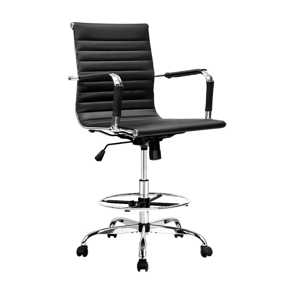 Office & Desk Chairs: Artiss Office Chair Drafting Stool Leather Chairs Black