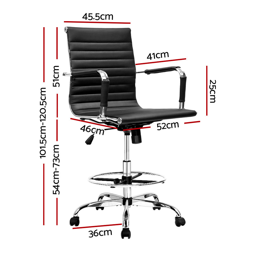 Office & Desk Chairs: Artiss Office Chair Drafting Stool Leather Chairs Black