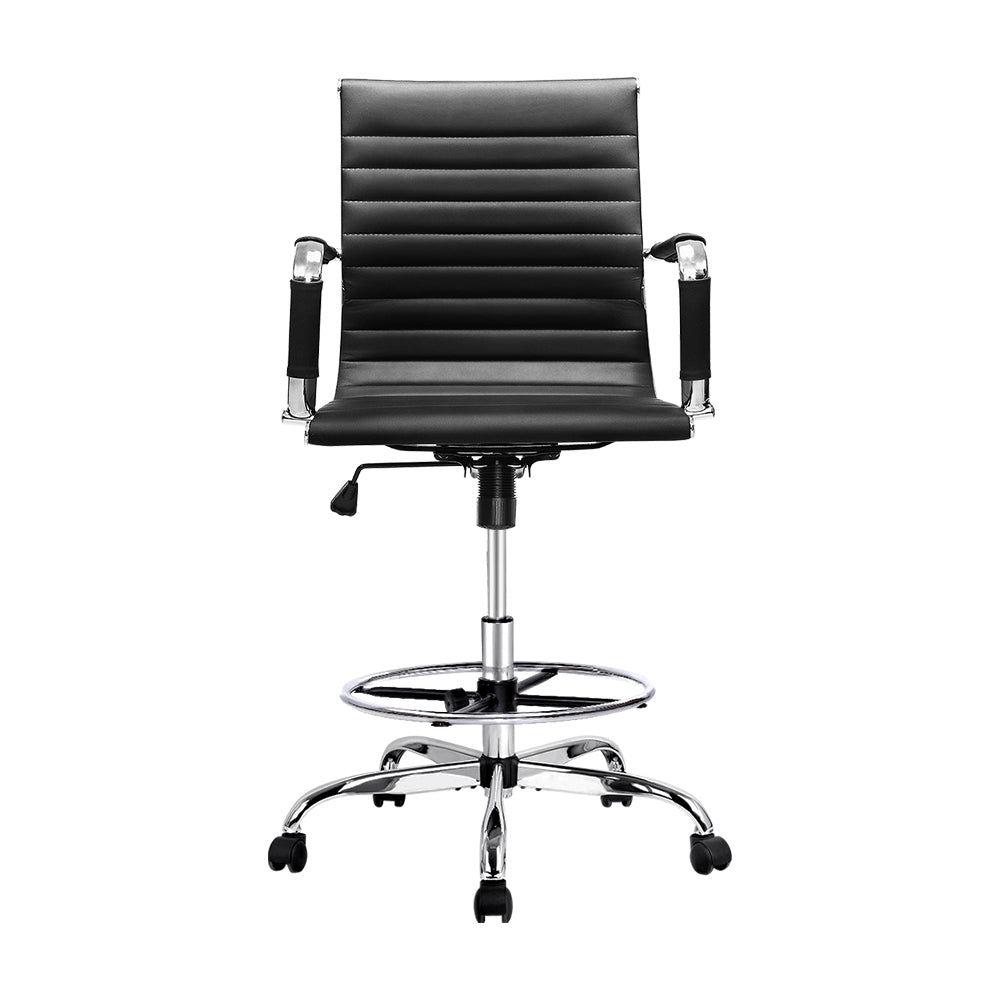 Office & Desk Chairs: Artiss Office Chair Drafting Stool Leather Chairs Black
