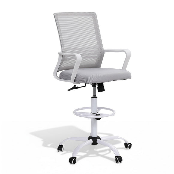 Artiss Office Chair Drafting Chairs Stool Computer Desk Studios Mesh White