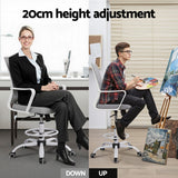 Artiss Office Chair Drafting Chairs Stool Computer Desk Studios Mesh White