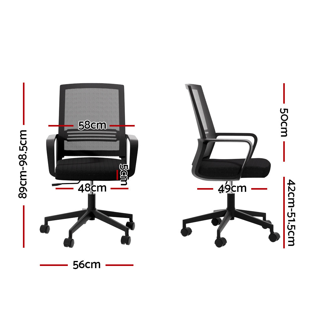 Office & Desk Chairs: Artiss Mesh Office Chair Computer Gaming Desk Chairs Work Study Mid Back Black