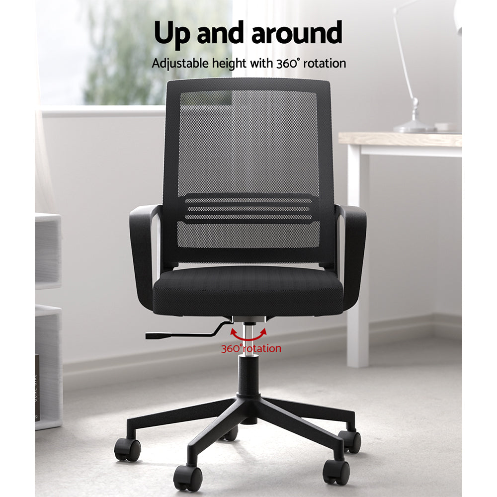 Office & Desk Chairs: Artiss Mesh Office Chair Computer Gaming Desk Chairs Work Study Mid Back Black