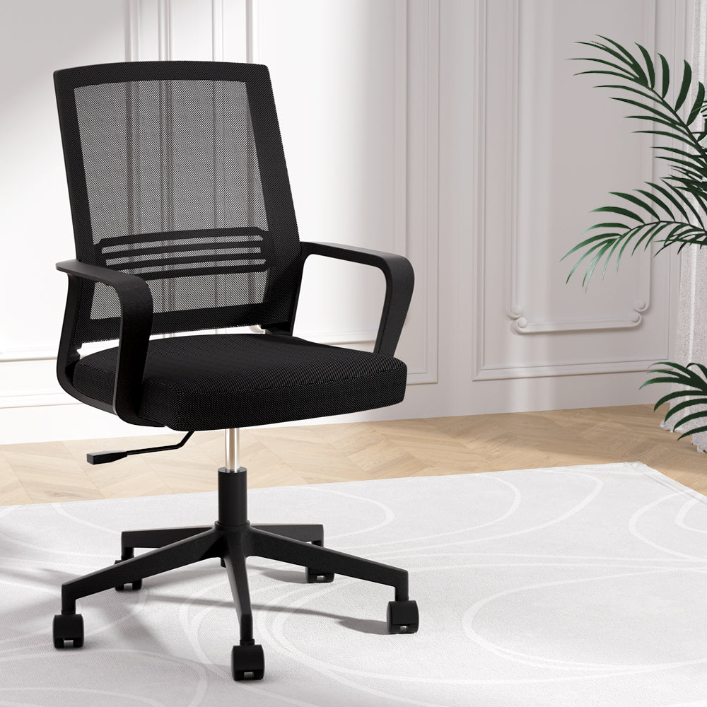 Office & Desk Chairs: Artiss Mesh Office Chair Computer Gaming Desk Chairs Work Study Mid Back Black