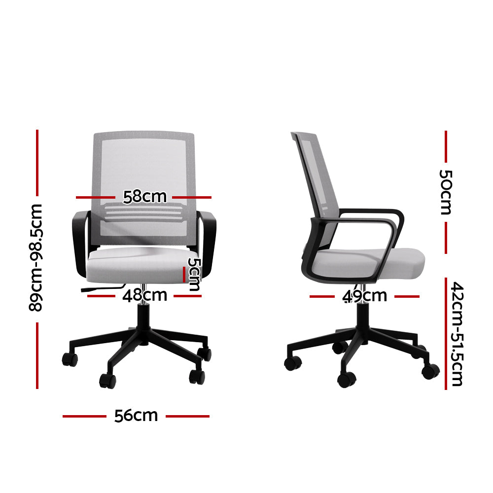 Office & Desk Chairs: Artiss Mesh Office Chair Computer Gaming Desk Chairs Work Study Mid Back Grey
