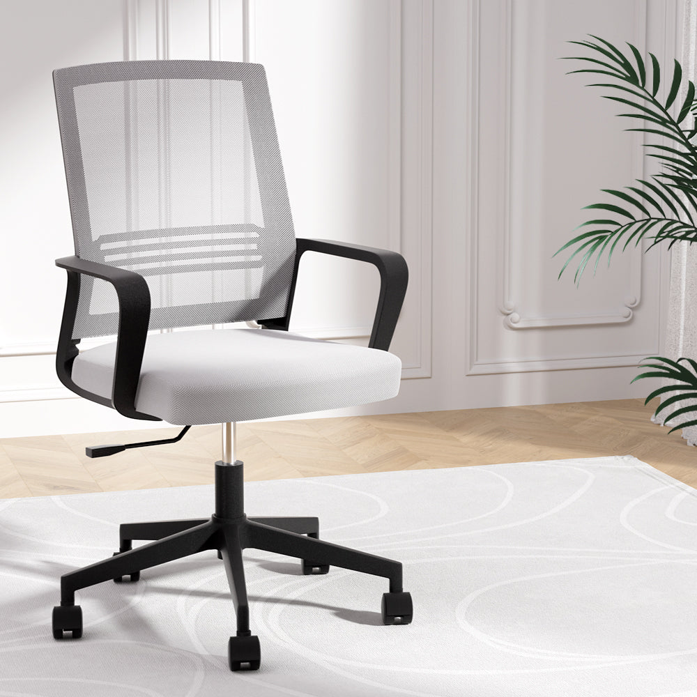 Office & Desk Chairs: Artiss Mesh Office Chair Computer Gaming Desk Chairs Work Study Mid Back Grey