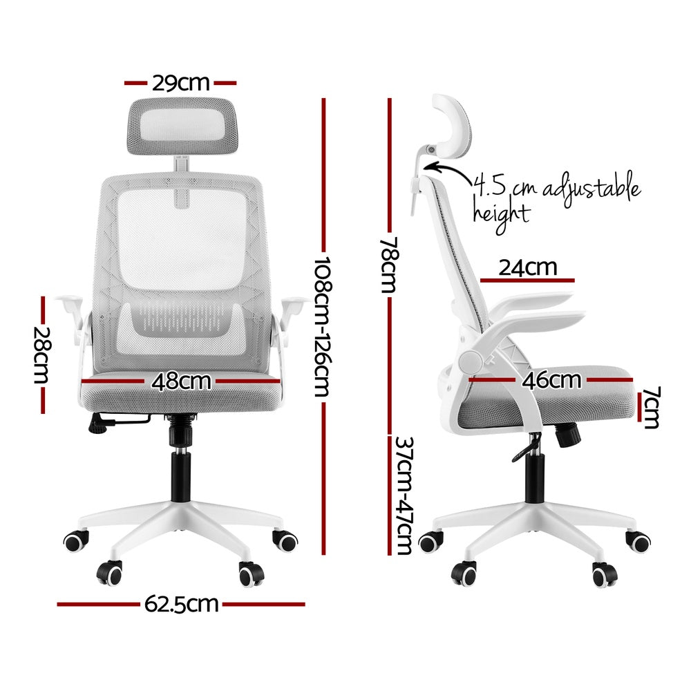 Office & Desk Chairs: Artiss Ergonomic Office Chair Computer Desk Chairs Headrest Adjustable Grey