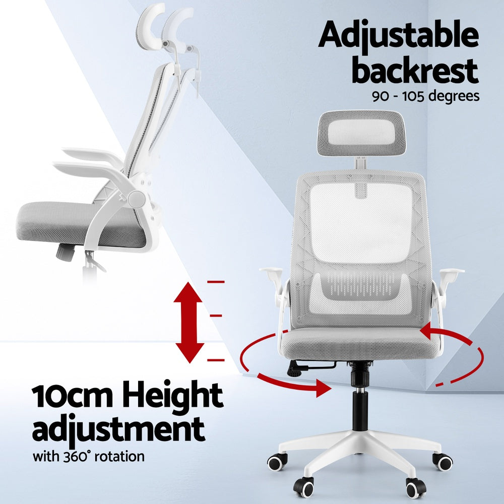 Office & Desk Chairs: Artiss Ergonomic Office Chair Computer Desk Chairs Headrest Adjustable Grey