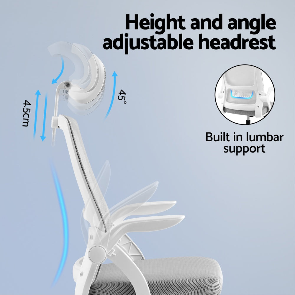 Office & Desk Chairs: Artiss Ergonomic Office Chair Computer Desk Chairs Headrest Adjustable Grey