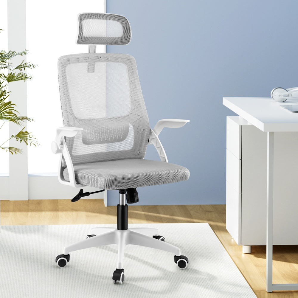 Office & Desk Chairs: Artiss Ergonomic Office Chair Computer Desk Chairs Headrest Adjustable Grey