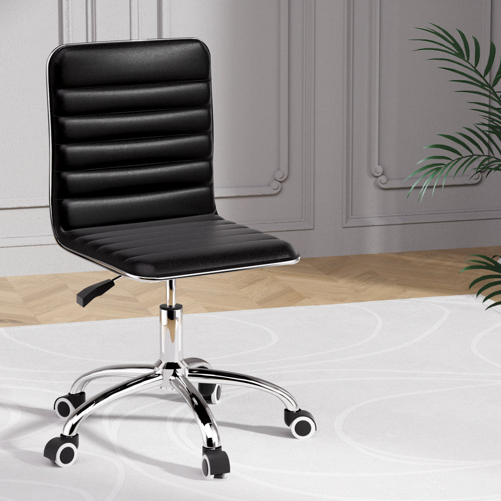 Office & Desk Chairs: Artiss Office Chair Conference Chairs PU Leather Low Back Black