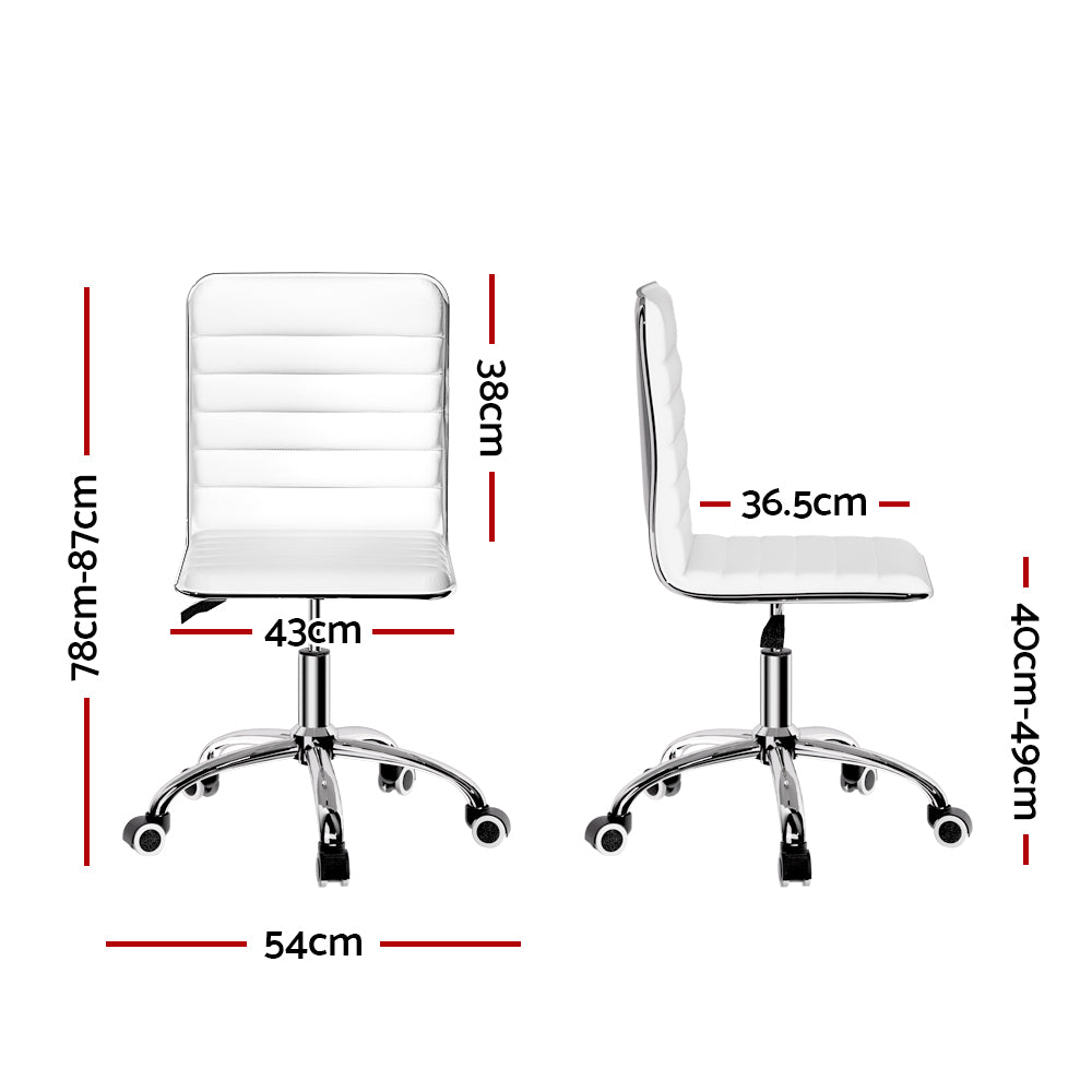 Office & Desk Chairs: Artiss Office Chair Conference Chairs PU Leather Low Back White
