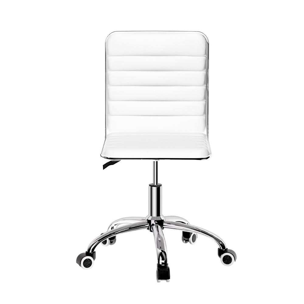 Office & Desk Chairs: Artiss Office Chair Conference Chairs PU Leather Low Back White