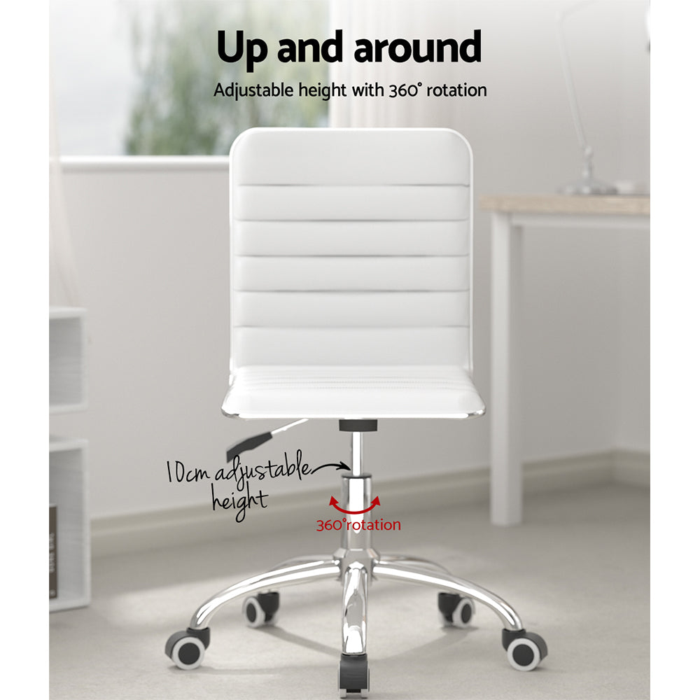 Office & Desk Chairs: Artiss Office Chair Conference Chairs PU Leather Low Back White