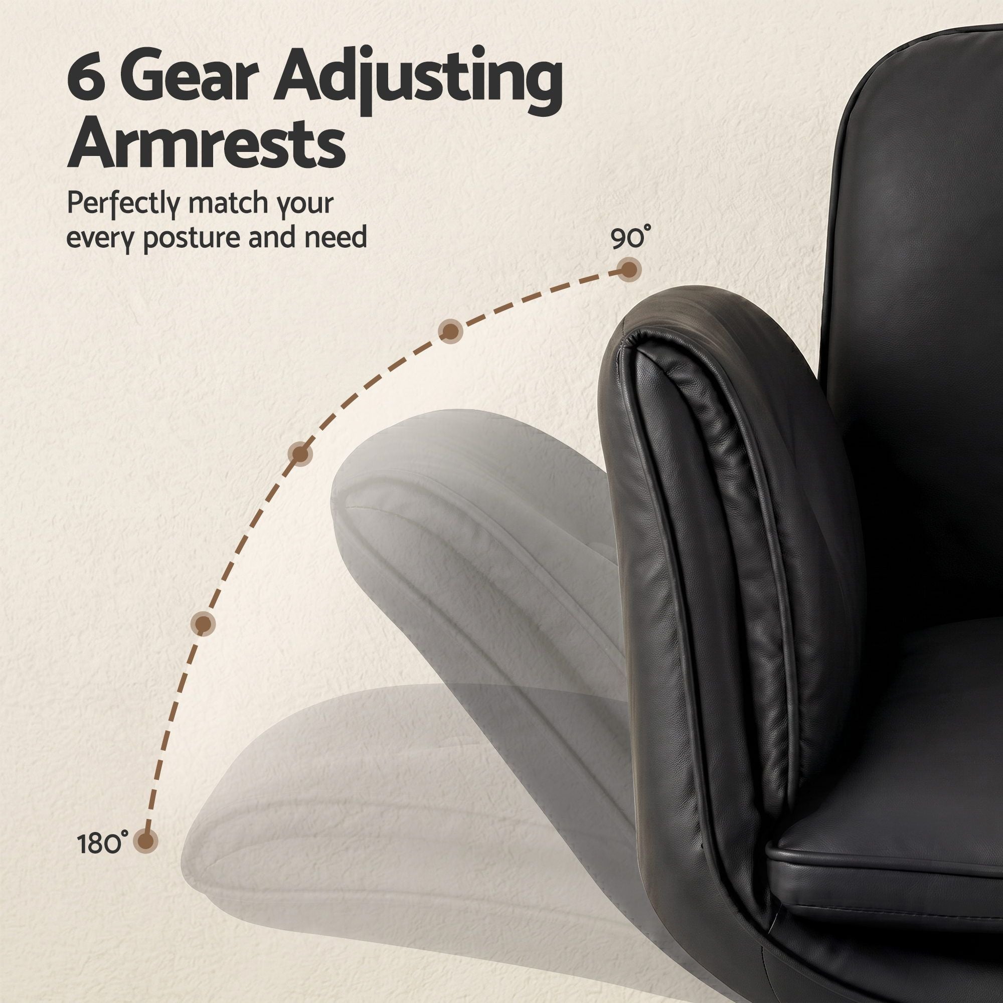Artiss Criss Cross Chair with Wheels & Adjustable Armrests, Ergonomic Cross Legged Office Desk Chair PU Leather Vanity Chair Swivel for Home, Make Up, Bedroom, Computer, Black