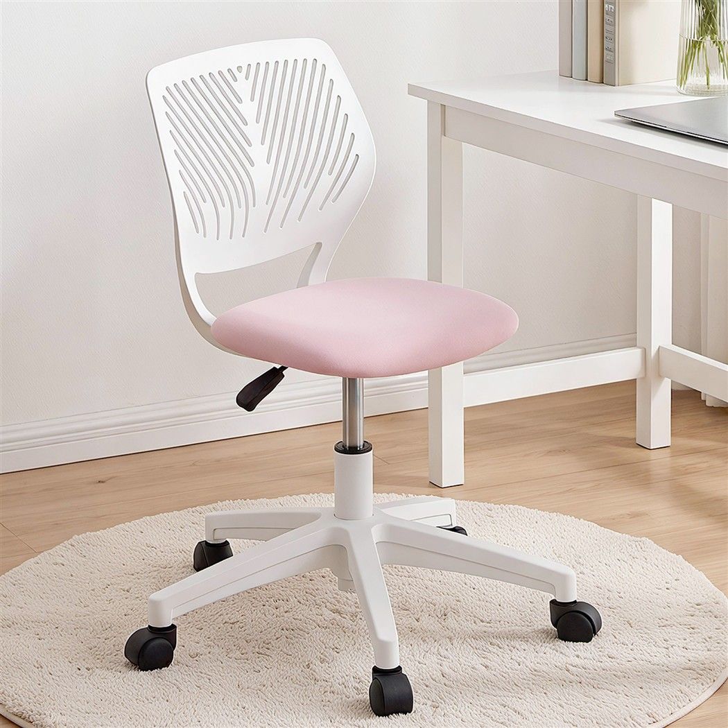 Artiss Ergonomic Office Chair Armless Study Chair Height Adjustable for Girls Boys Teens Pink