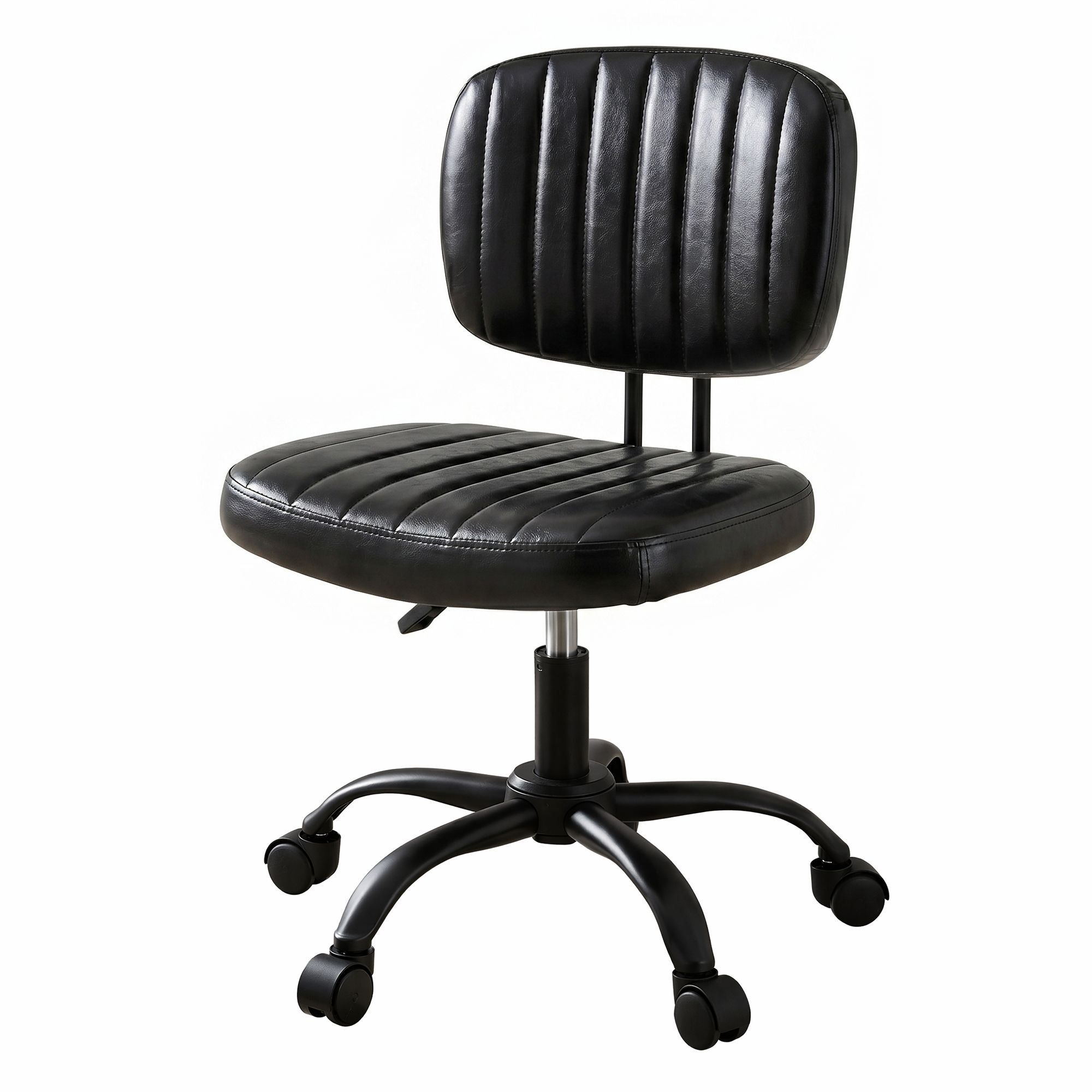Artiss Armless Office Chair with Wheels, Ergonomic PU Leather Office Desk Chair, Height Adjustable 360Â° Swivel Computer Task Chair for Home Office, Study Room & Small Space, Black