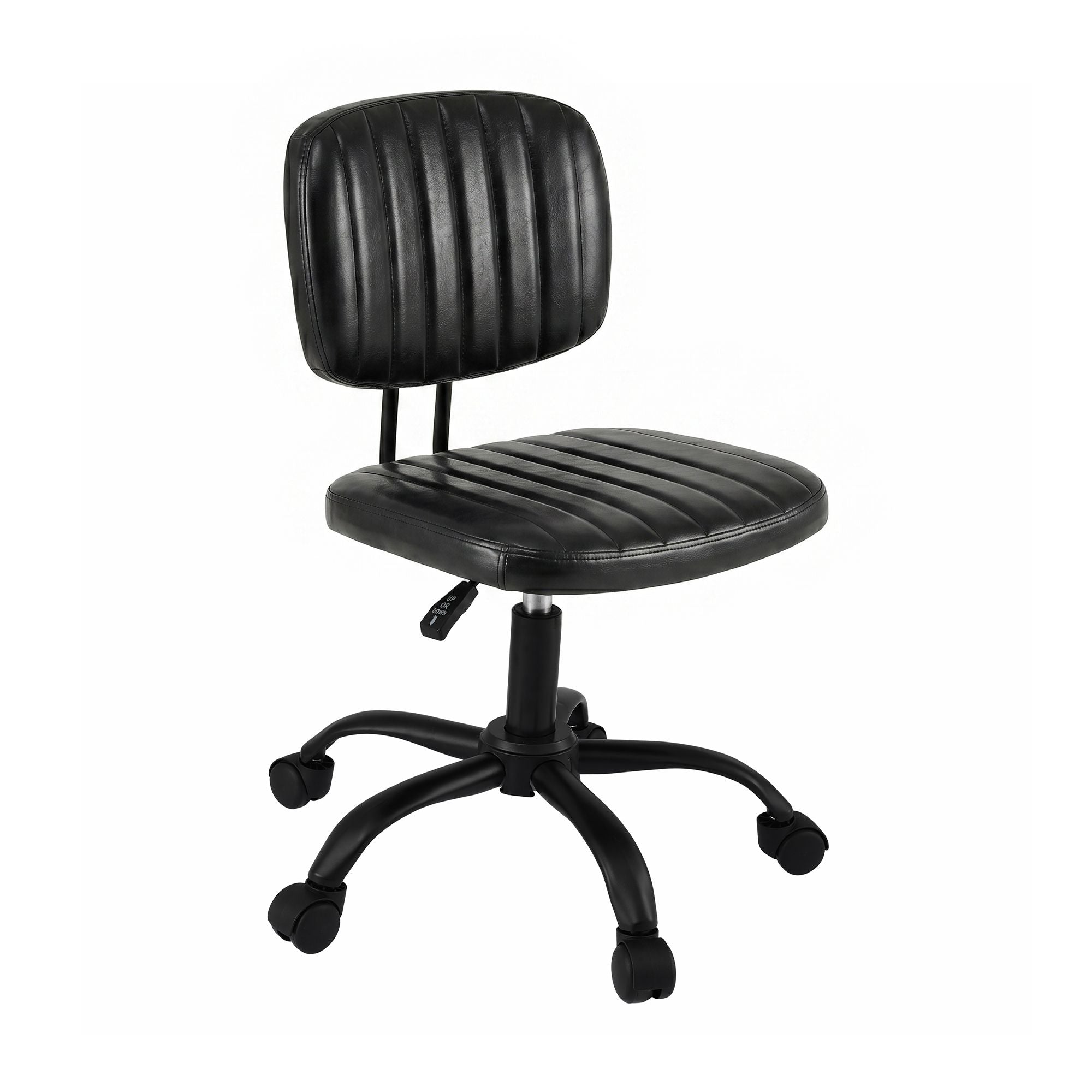 Artiss Armless Office Chair with Wheels, Ergonomic PU Leather Office Desk Chair, Height Adjustable 360Â° Swivel Computer Task Chair for Home Office, Study Room & Small Space, Black