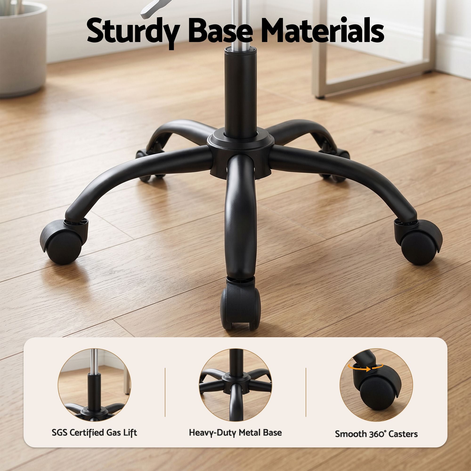 Artiss Armless Office Chair with Wheels, Ergonomic PU Leather Office Desk Chair, Height Adjustable 360Â° Swivel Computer Task Chair for Home Office, Study Room & Small Space, Black
