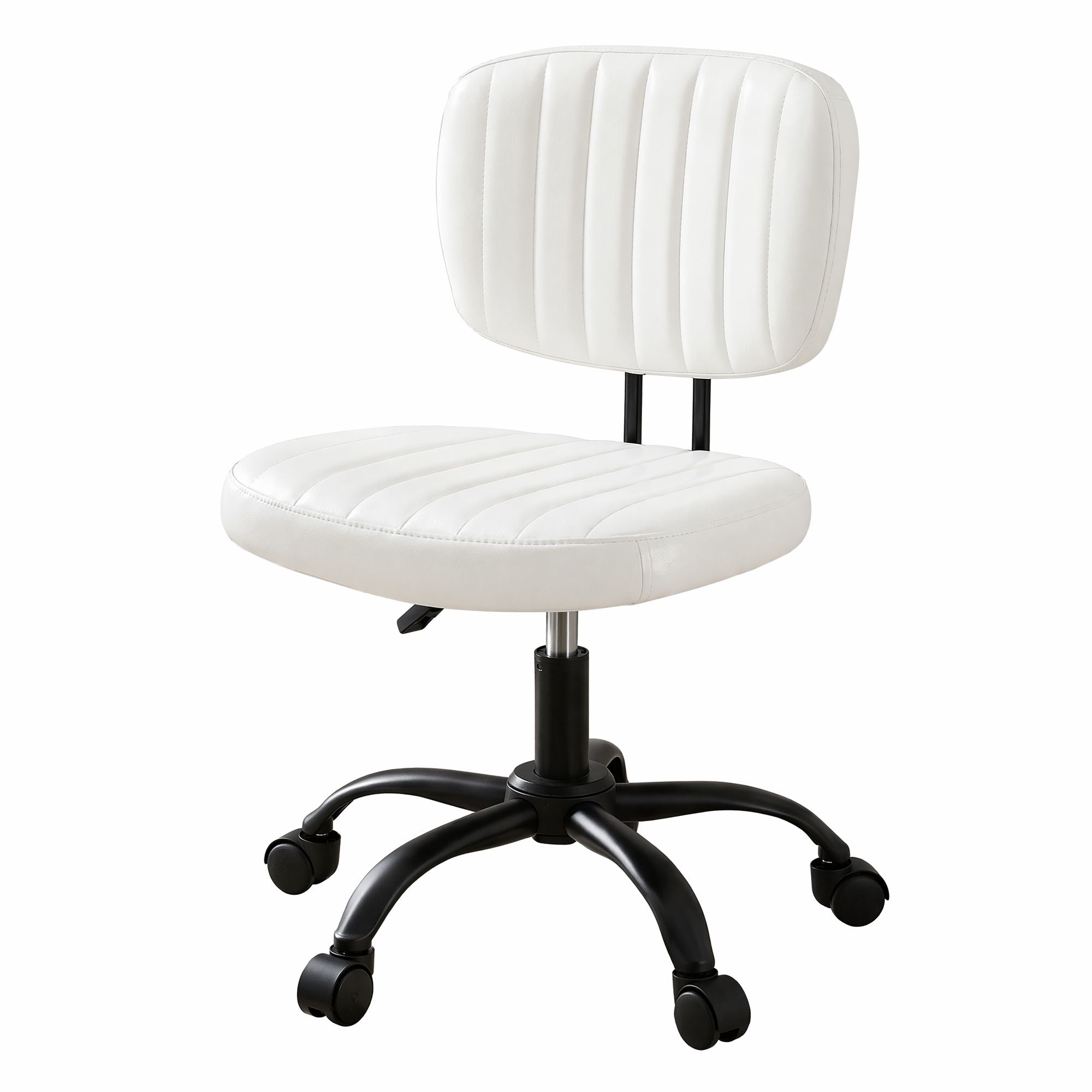 Artiss Armless Office Chair with Wheels, Ergonomic PU Leather Office Desk Chair, Height Adjustable 360Â° Swivel Computer Task Chair for Home Office, Study Room & Small Space, White