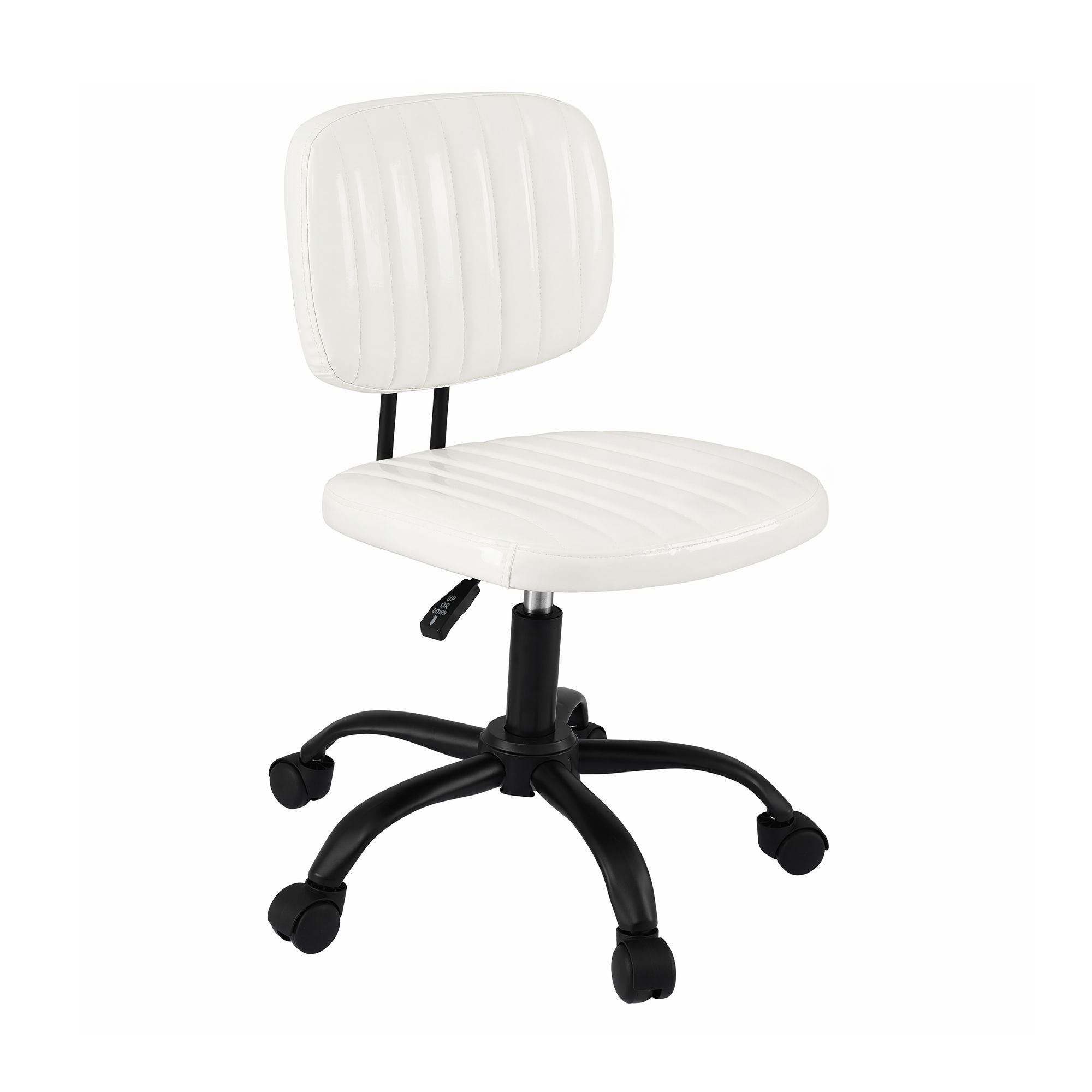 Artiss Armless Office Chair with Wheels, Ergonomic PU Leather Office Desk Chair, Height Adjustable 360Â° Swivel Computer Task Chair for Home Office, Study Room & Small Space, White