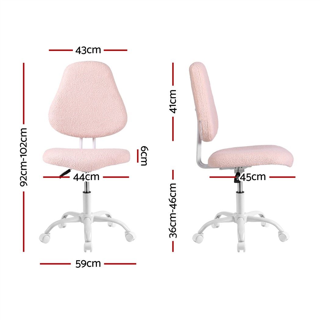 Artiss Armless Office Chair Ergonomic Soft Fleece Height Adjustable Vanity Desk Chair Pink