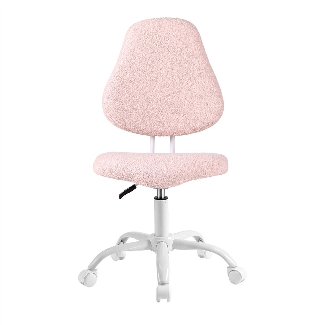 Artiss Armless Office Chair Ergonomic Soft Fleece Height Adjustable Vanity Desk Chair Pink