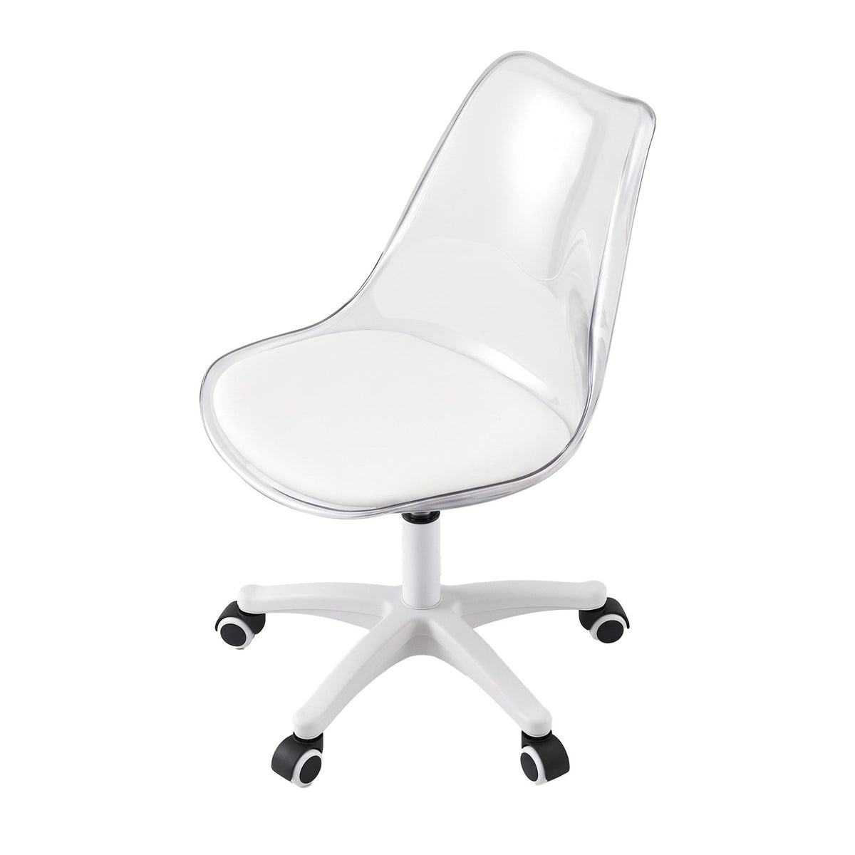 Artiss Clear Acrylic Office Chair Armless Swivel Vanity Desk Chair Mondern White