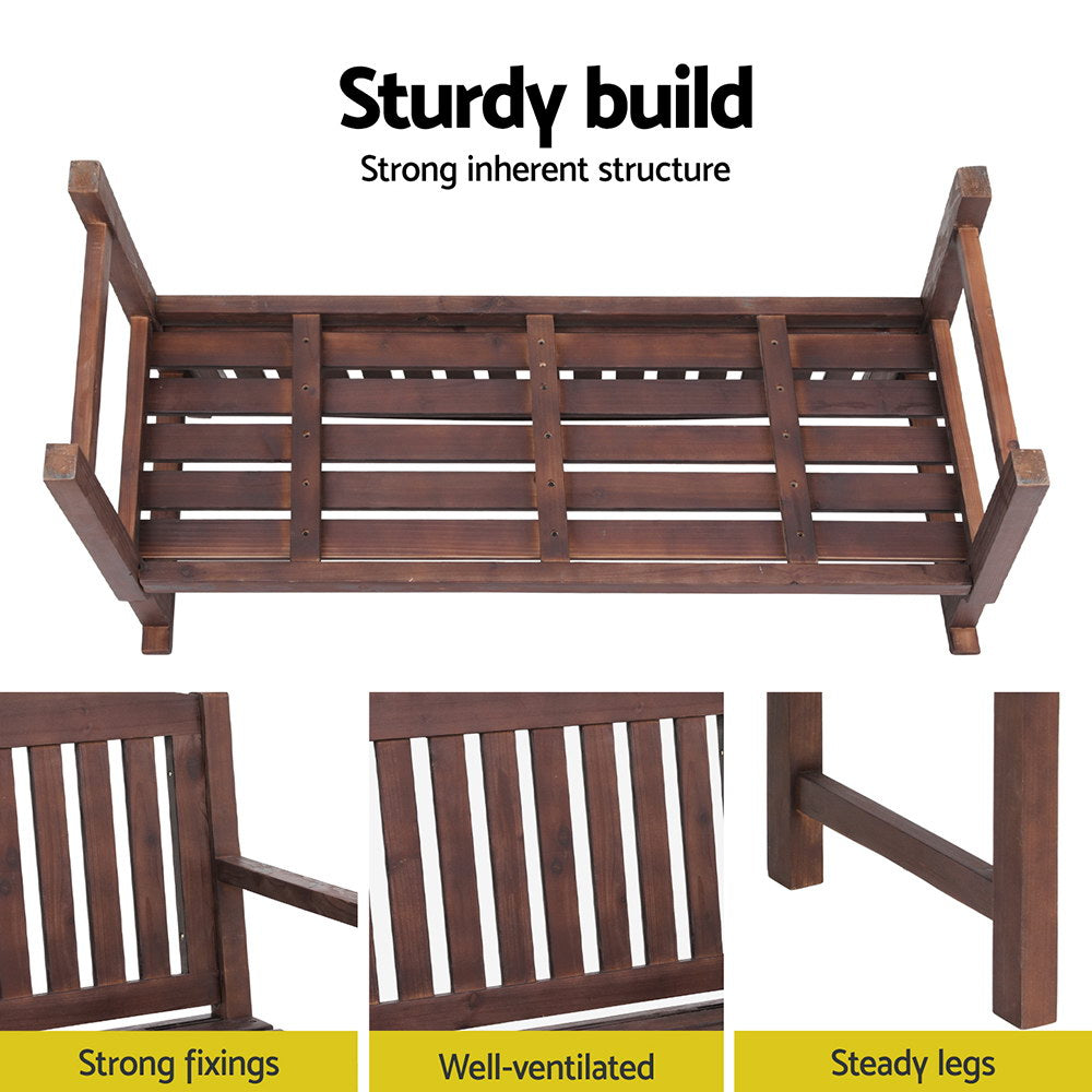 Outdoor Chairs: Gardeon Outdoor Garden Bench Wooden 2 Seater Lounge Chair Patio Furniture Brown