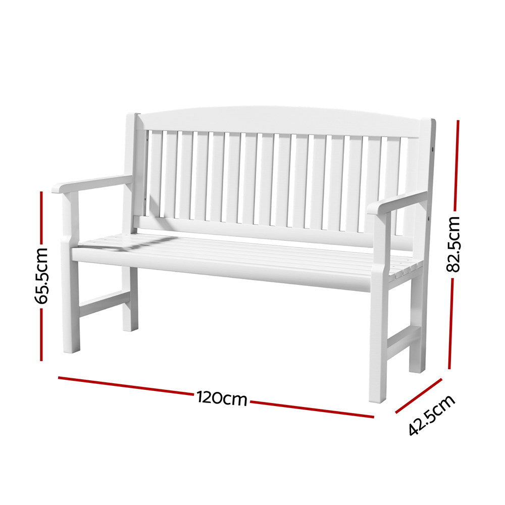 Outdoor Chairs: Gardeon Outdoor Garden Bench Wooden 2 Seater Lounge Chair Patio Furniture White