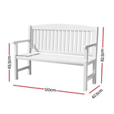 Outdoor Chairs: Gardeon Outdoor Garden Bench Wooden 2 Seater Lounge Chair Patio Furniture White