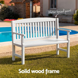 Outdoor Chairs: Gardeon Outdoor Garden Bench Wooden 2 Seater Lounge Chair Patio Furniture White