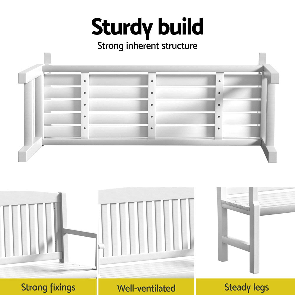 Outdoor Chairs: Gardeon Outdoor Garden Bench Wooden 2 Seater Lounge Chair Patio Furniture White