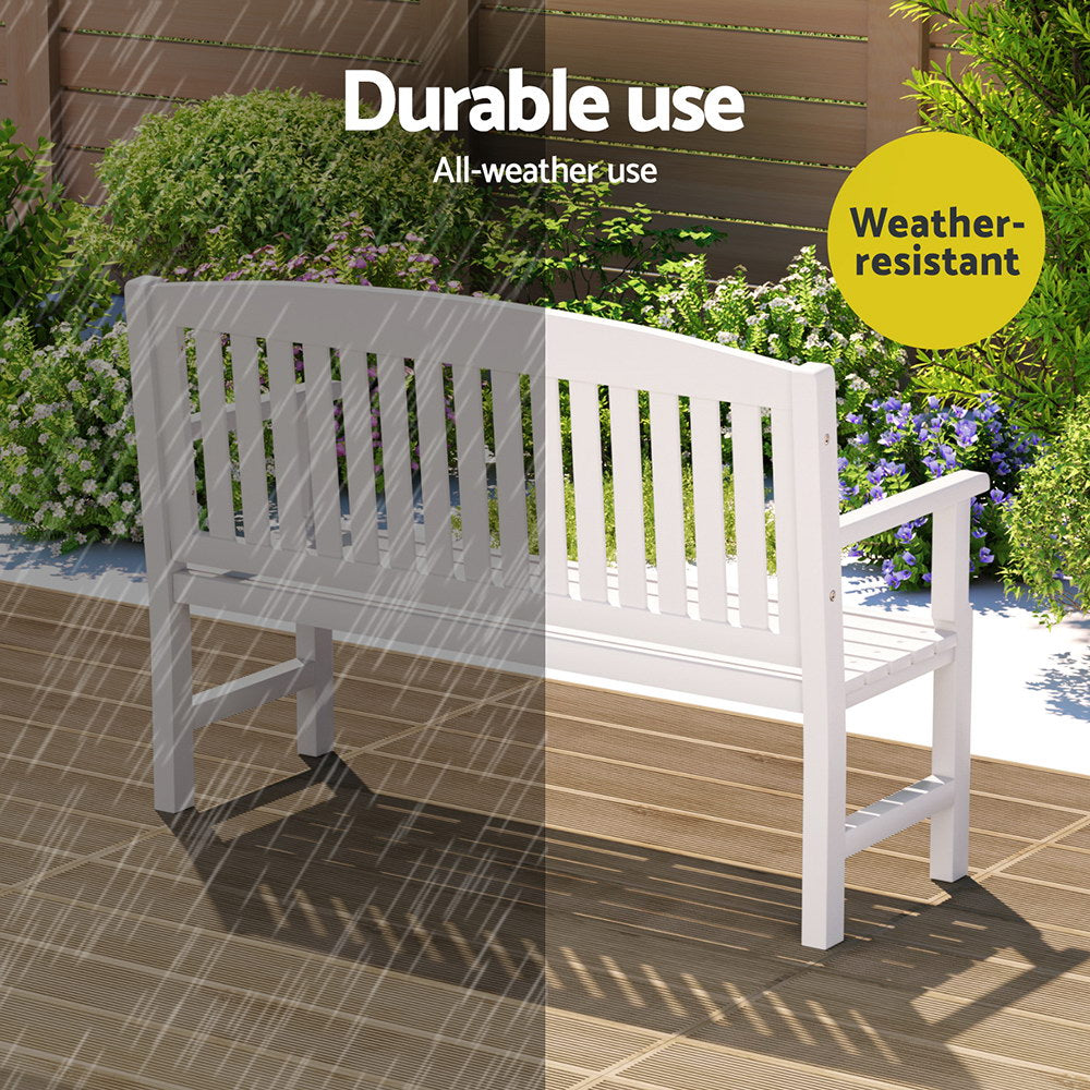 Outdoor Chairs: Gardeon Outdoor Garden Bench Wooden 2 Seater Lounge Chair Patio Furniture White