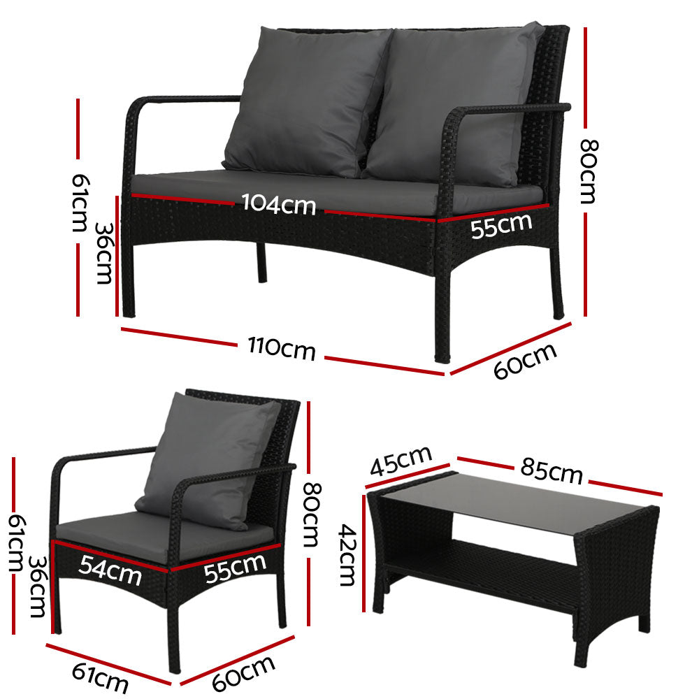 Outdoor Chairs: Gardeon Outdoor Sofa Set Lounge Setting Wicker Table and Chairs Garden Patio Furniture