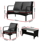 Gardeon Outdoor Sofa Set Lounge Setting Wicker Table and Chairs Garden Patio Furniture