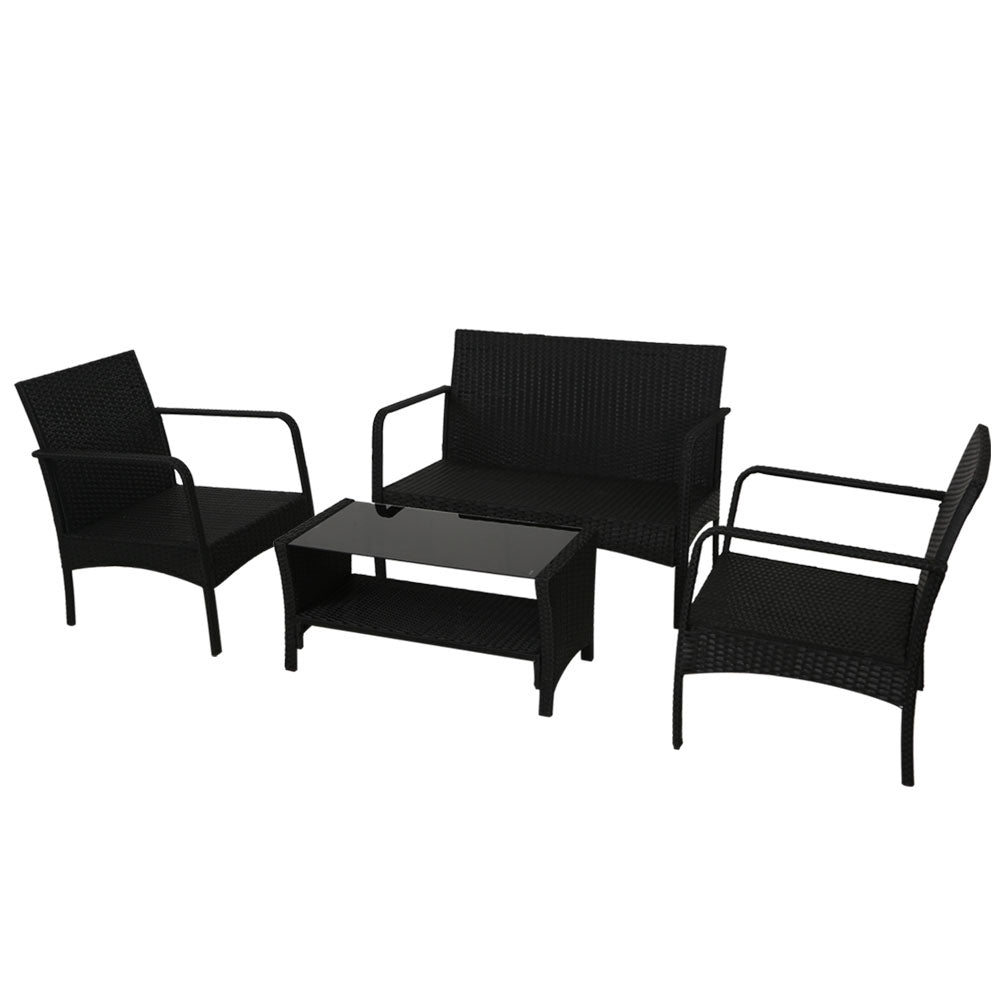 Outdoor Chairs: Gardeon Outdoor Sofa Set Lounge Setting Wicker Table and Chairs Garden Patio Furniture