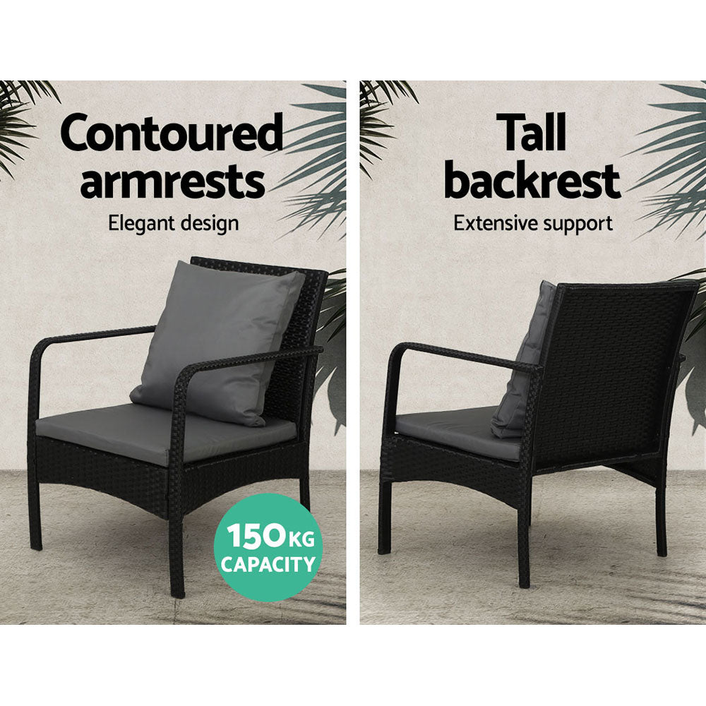 Outdoor Chairs: Gardeon Outdoor Sofa Set Lounge Setting Wicker Table and Chairs Garden Patio Furniture