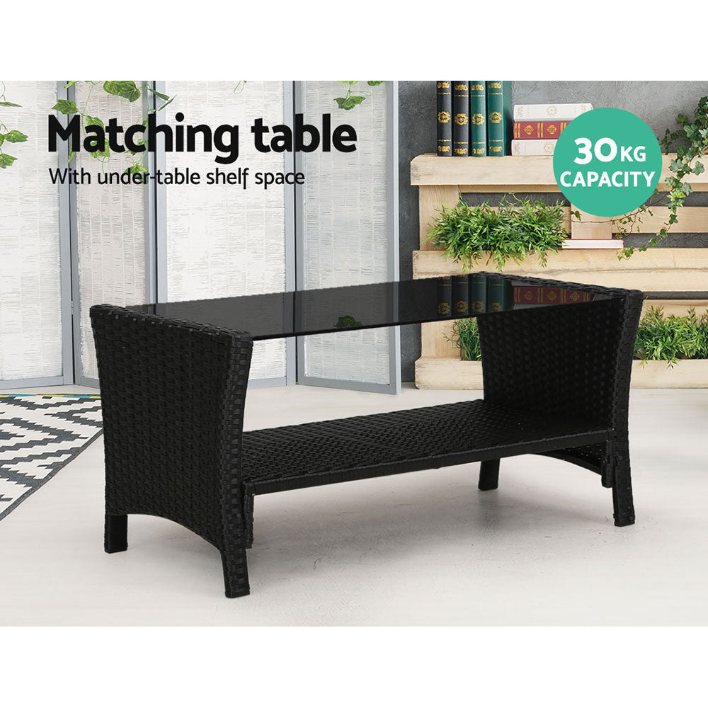 Outdoor Chairs: Gardeon Outdoor Sofa Set Lounge Setting Wicker Table and Chairs Garden Patio Furniture
