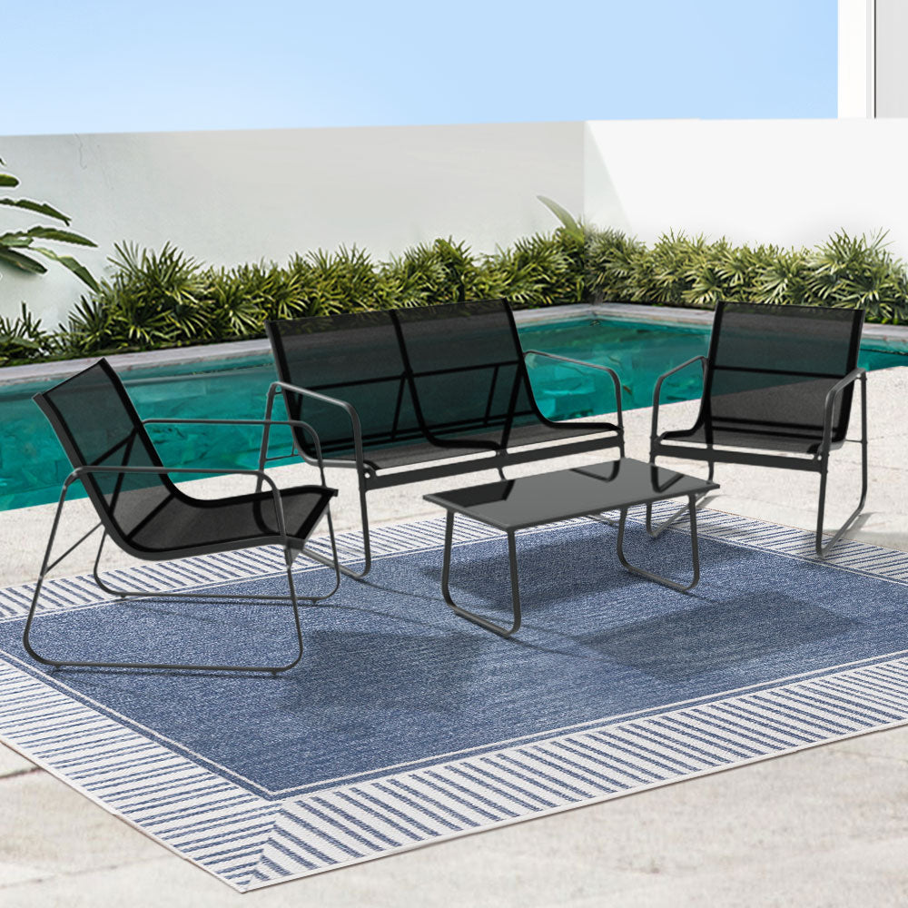 Outdoor Chairs: Gardeon Outdoor Sofa Set Lounge Setting Textilene Table and Chairs Garden Patio Furniture