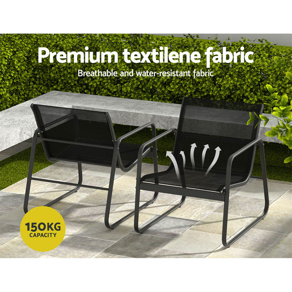 Outdoor Chairs: Gardeon Outdoor Sofa Set Lounge Setting Textilene Table and Chairs Garden Patio Furniture