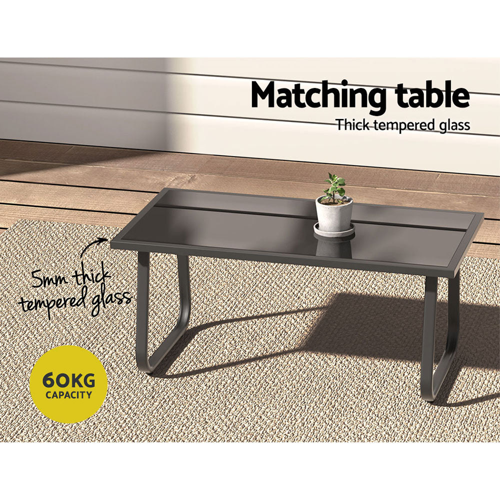 Outdoor Chairs: Gardeon Outdoor Sofa Set Lounge Setting Textilene Table and Chairs Garden Patio Furniture