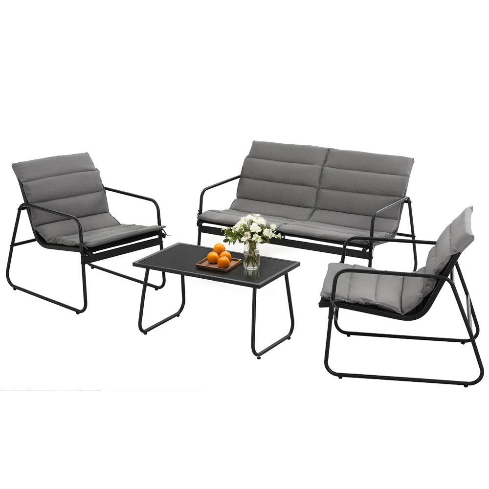 Outdoor Sofas & Lounge Sets: Gardeon 4PCS Outdoor Sofa Set Table and Chairs Cushion textilene Patio Furniture