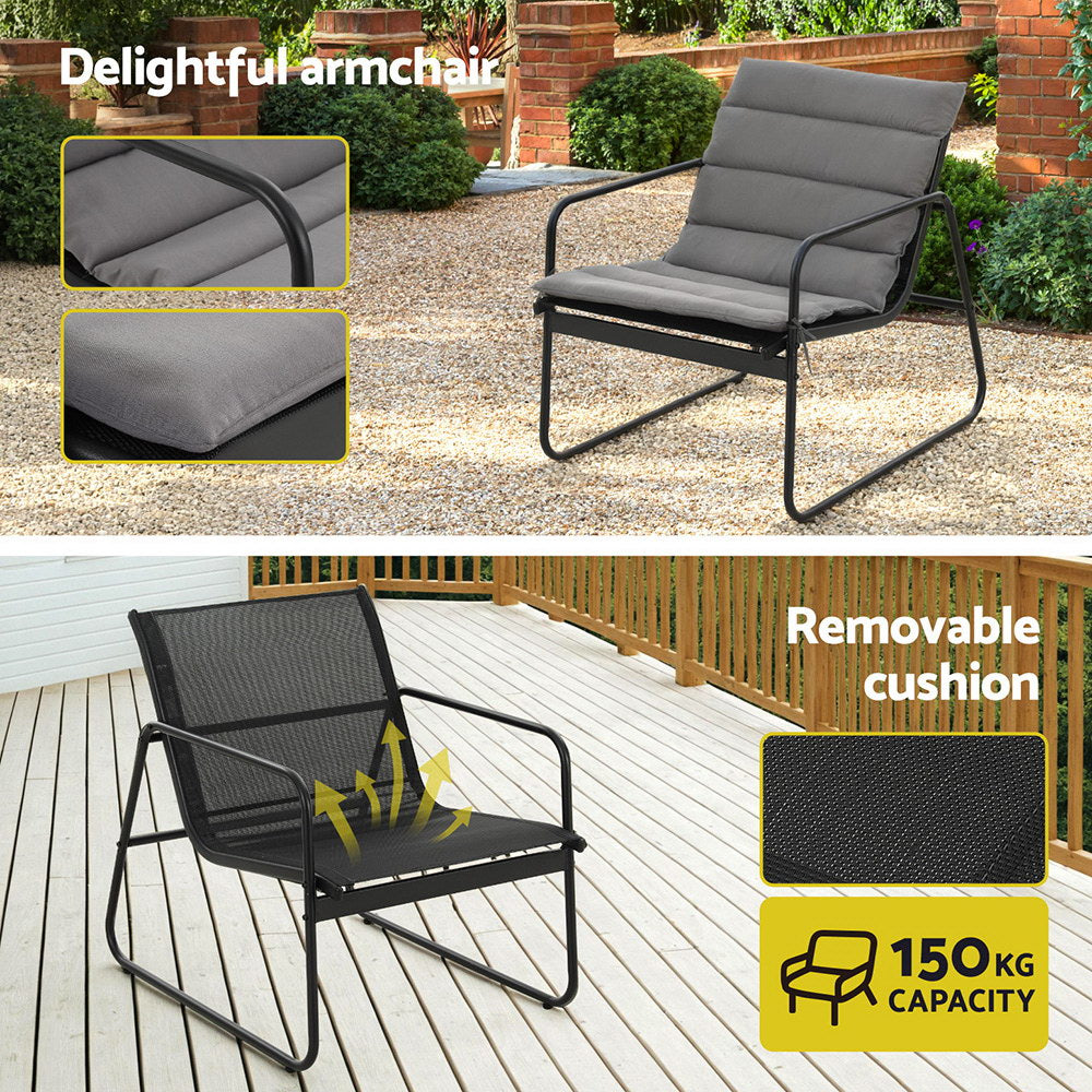 Outdoor Sofas & Lounge Sets: Gardeon 4PCS Outdoor Sofa Set Table and Chairs Cushion textilene Patio Furniture