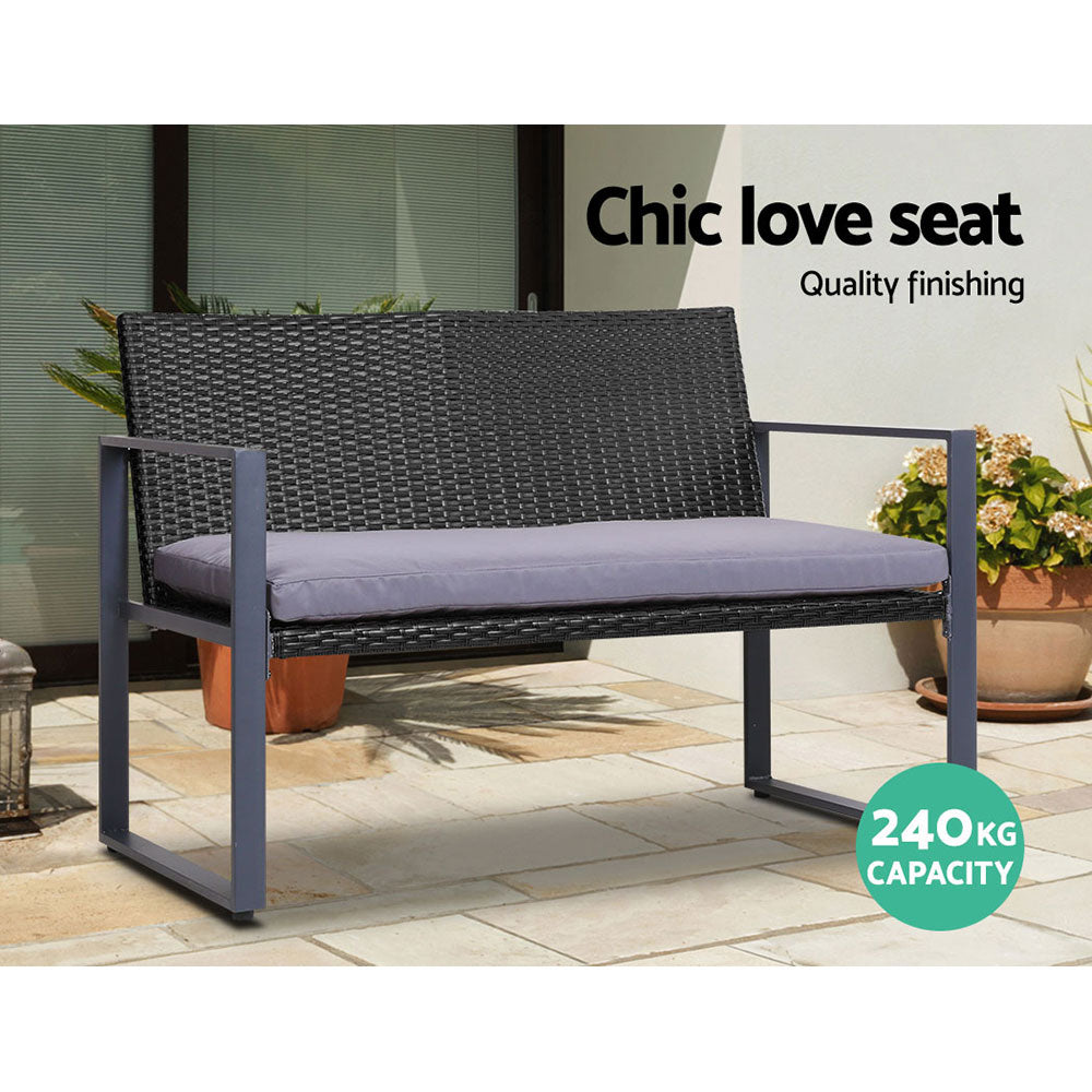 Outdoor Chairs: Gardeon 4 PCS Outdoor Sofa Set Rattan Furniture with Storage Cover Chairs Black