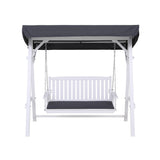 Outdoor Chairs: Gardeon Outdoor Wooden Swing Chair Garden Bench Canopy Cushion 3 Seater White