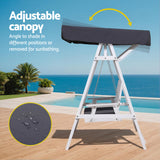 Outdoor Chairs: Gardeon Outdoor Wooden Swing Chair Garden Bench Canopy Cushion 3 Seater White
