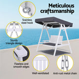 Outdoor Chairs: Gardeon Outdoor Wooden Swing Chair Garden Bench Canopy Cushion 3 Seater White