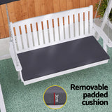 Outdoor Chairs: Gardeon Outdoor Wooden Swing Chair Garden Bench Canopy Cushion 3 Seater White